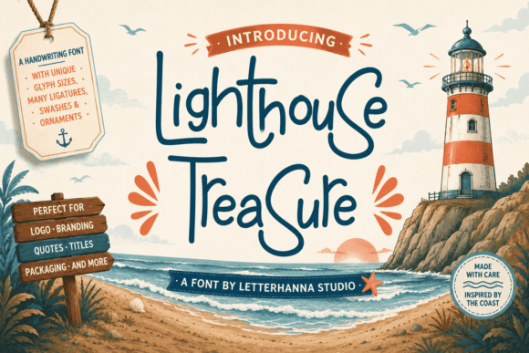 Lighthouse Treasure: A Playful Handwritten Font for Small Business Charm